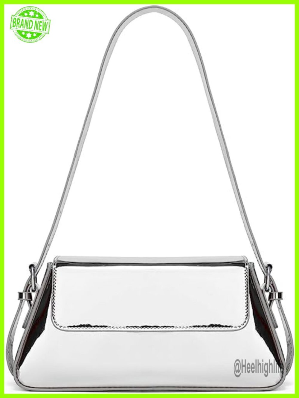 Metallic Hobo Purse with Adjustable Chain Strap - Y2K Evening Bag